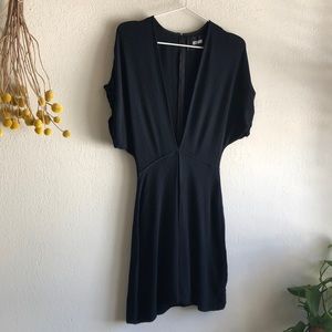 Reformation Deep V Black Dress
